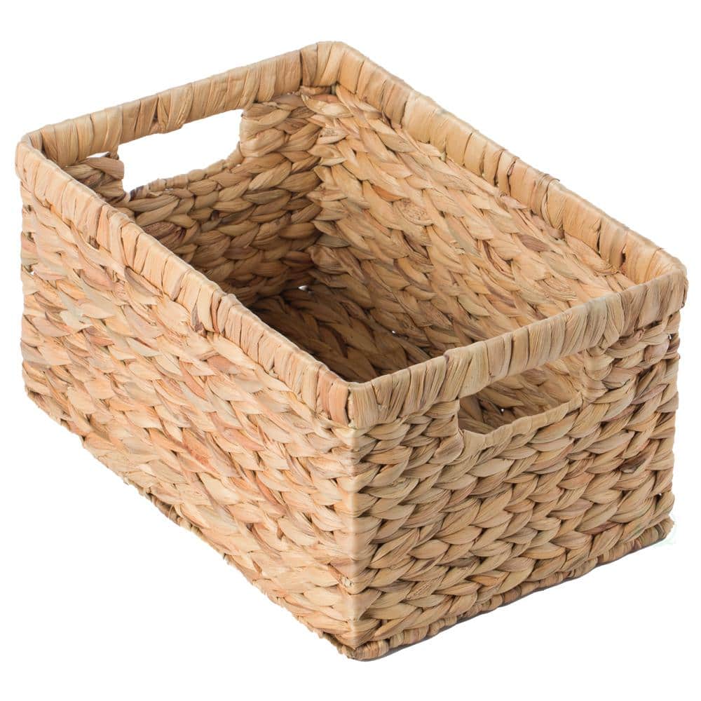 Medium Natural Woven Water Hyacinth Wicker Storage Bin