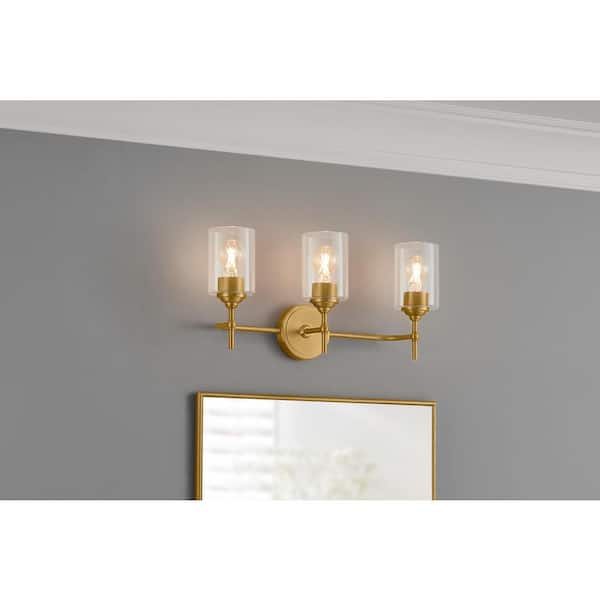 Ayelen 3-Light Matte Brass Modern Bathroom Vanity Light with Clear Glass