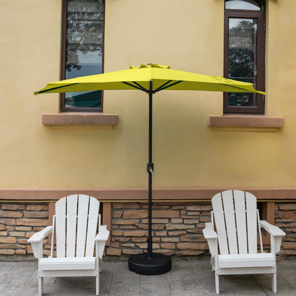 Lime Green 9 ft Half Round Patio Umbrella with Black Base
