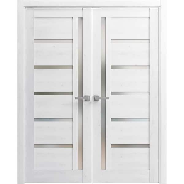 Sartodoors 60 in. x 96 in. 2 Panel Nordic White Finished MDF Sliding Door with Hardware