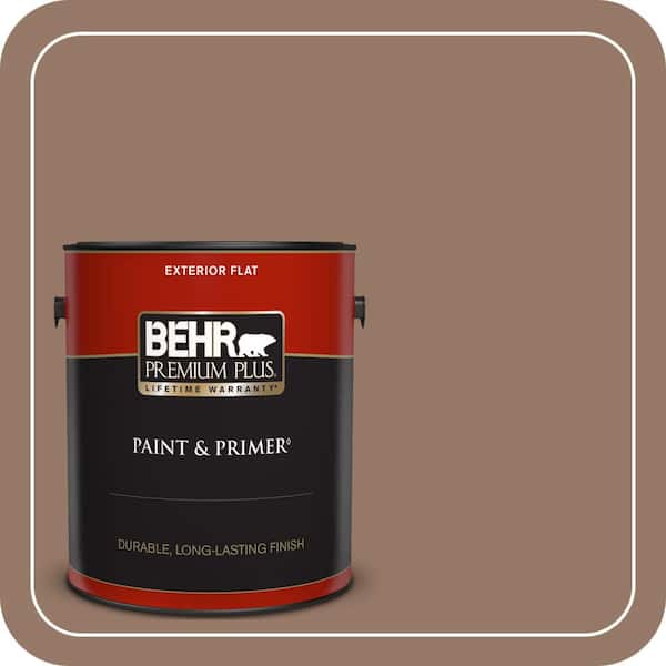 BEHR PREMIUM PLUS 1 gal. #BXC-73 True Walnut Flat Exterior Paint & Primer