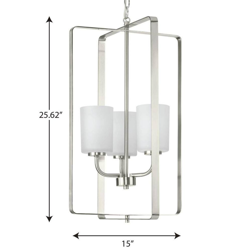 Brushed Nickel Cage 3-Light Foyer Pendant