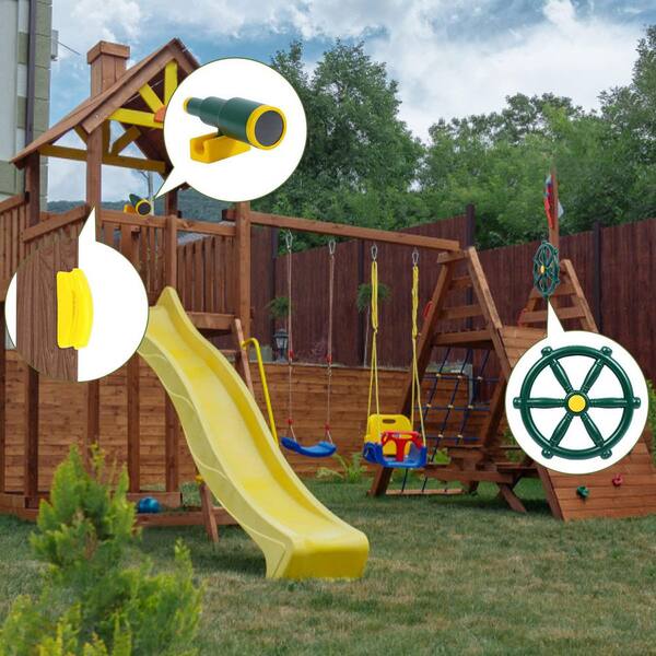 Outdoor Plastic Playground Accessories Set with Pirate Ship Wheel