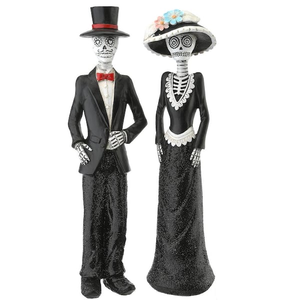 National Tree Company 13 in. Black Outfitted Skeleton Couple