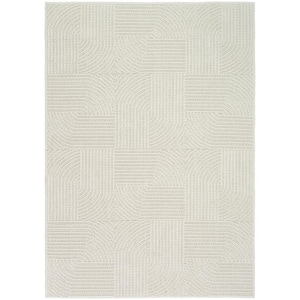 Nourison Textured Home Grey Ivory 5 ft. x 7 ft. Geometric Contemporary ...