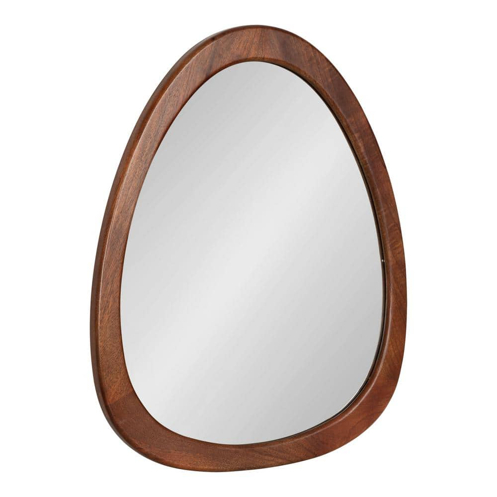 Kate & Laurel All Things Decor 24"x28" McKinder Wood Mirror Brown: Mid-Century Asymmetrical, Mango Frame, Wall-Mounted