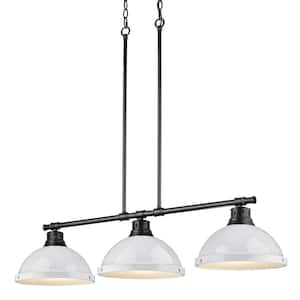 Duncan 300-Watt 3-Light Matte Black Pendant Light with Steel Shade