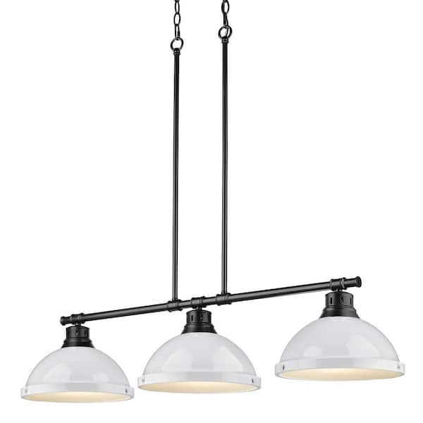 Golden Lighting Duncan 300-Watt 3-Light Matte Black Pendant Light with Steel Shade