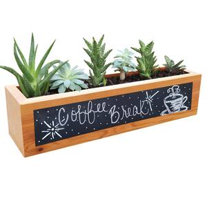 4 in. x 4 in. x 16 in. Succulent Planter Wood Rectangular with Chalkboard Front Planter