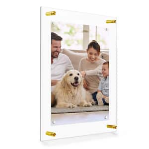 Photo Size 8 in. x 10 in. Gold Rectangular Single Acrylic Magnet w/Wall Mounted Best Art Picture Frame 12 in. x 14 in.