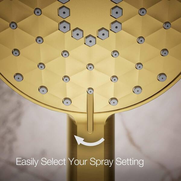 KOHLER Awaken 3-Spray Patterns with 1.75 GPM 4. 3125 in. Wall Mount Handheld Shower Head in Vibrant Brushed Moderne Brass