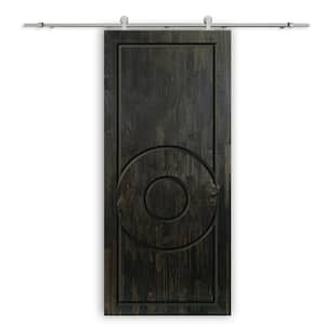 42 in. x 96 in. Charcoal Black Stained Pine Wood Modern Interior Sliding Barn Door with Hardware Kit