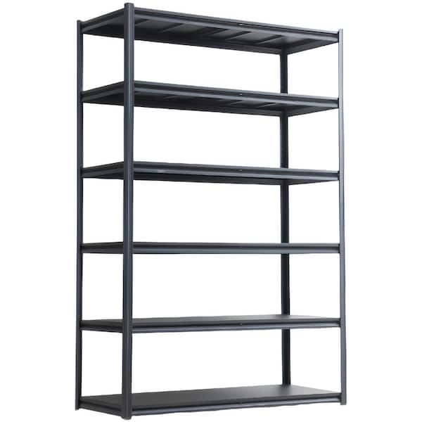 6 Tier Heavy Duty Metal Storage Shelves with Adjustable Shelf, Storage Shelves for Kitchen, Basements and Garages-Black