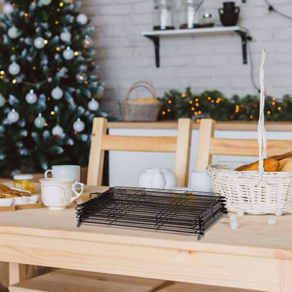4-Tier Collapsible Cooling Rack with Adjustable 3-Setting Design for Cookies, Muffins and Cakes