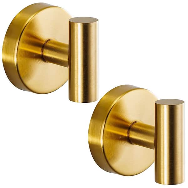 Heavy Duty Suction Cup Towel Hooks in Brushed Gold for Bathroom, Kitchen, Glass, Metal, Tile, No-Drill, 2 Pack