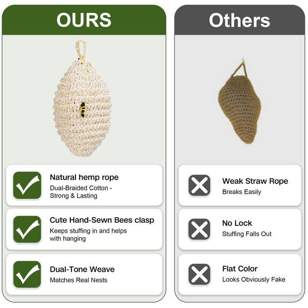 ヒトピッチャンページ N/A Outdoor Wasp Trap with Realistic Cocoon-Shaped Handwoven Decoy