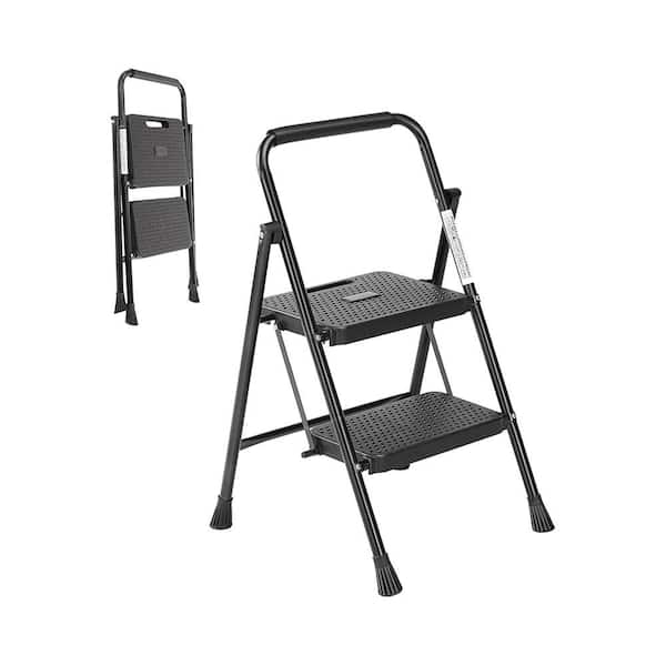 ANGELES HOME 2-Step Ladder, Reach Height 2.5 ft. 800 lbs. Load Capacity Duty Rating with Wide Anti-Slip Pedal
