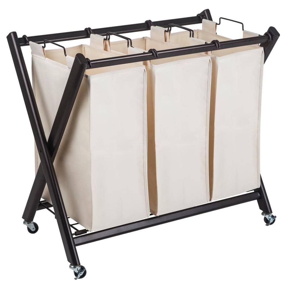 UPC 833451000080 product image for Deluxe Steel Triple Laundry Sorter | upcitemdb.com