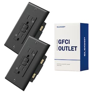 Black 15 Amp 125-Volt Tamper Resistant/Weather Resistant Duplex Self-Test GFCI Outlet, with Wall Plate (2-Pack)