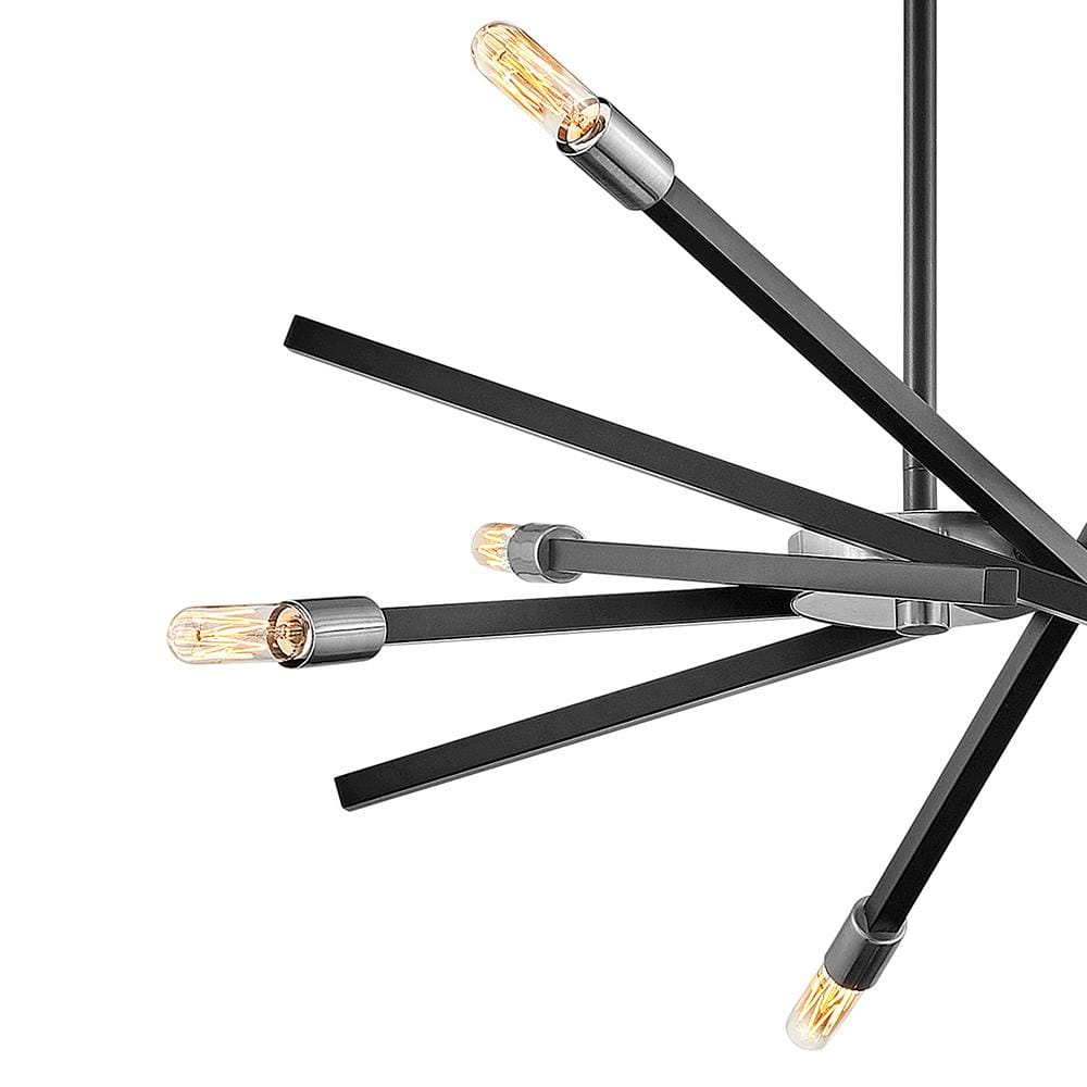 Mini Sputnik Satin Black 6-Light Chandelier with Articulating Arms