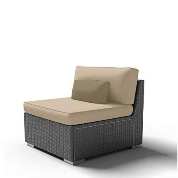 eVita Outdoor Patio Furniture Espresso Brown Wicker Sofa Middle Chairs (Light beige-2pcs)