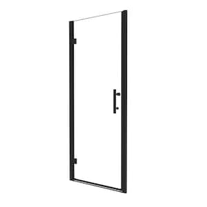 36 in. W x 72 in. H Frameless Pivot Shower Door in Matte Black Finish Shower Panel with 1/4 in. Clear Glass Left Hinged