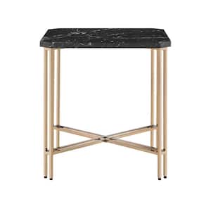 Daxton Black Faux Marble Square End Table