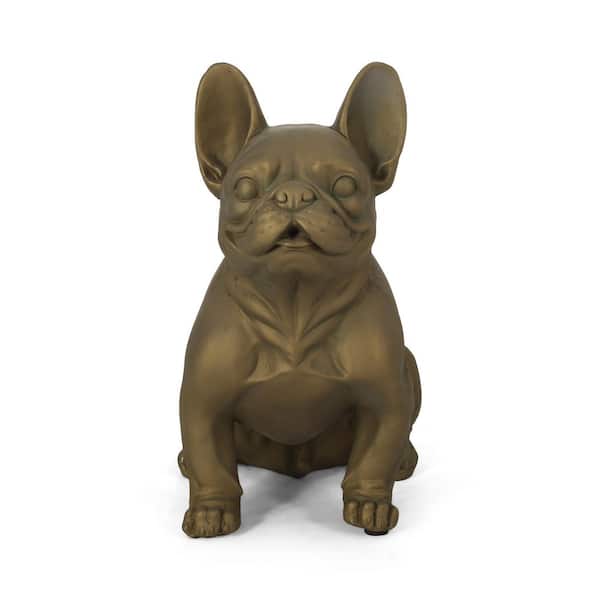17 in. Gold Glass French Bulldog Garden Statue Outdoor Decoration