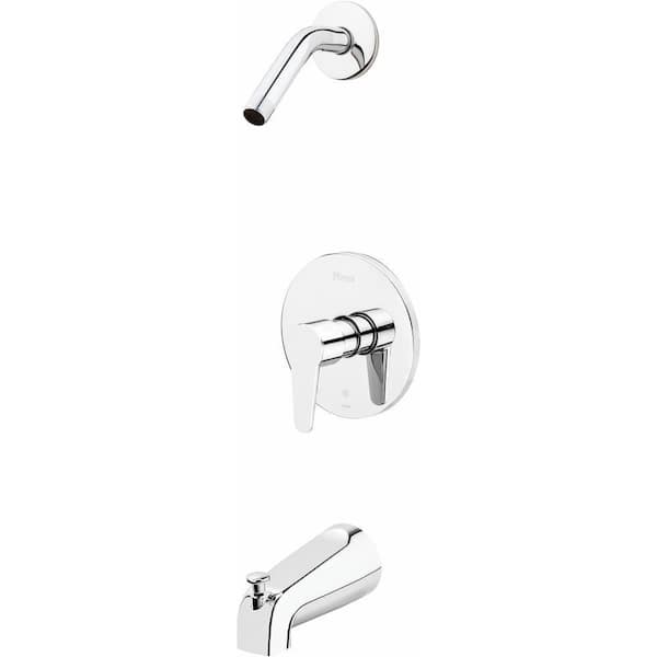 Modern Single Handle Tub and Shower, Trim Only Less Showerhead in Polished Chrome
