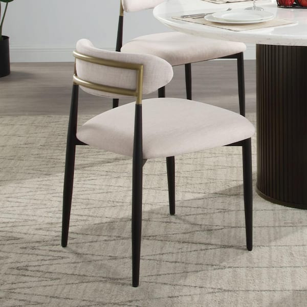 Acme Furniture Jaramillo Beige Fabric and Black Side Chair