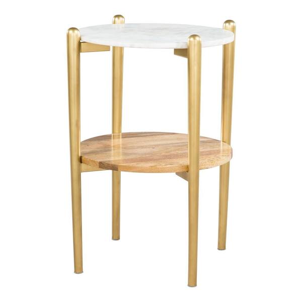 ZUO Mina White and Gold Side Table