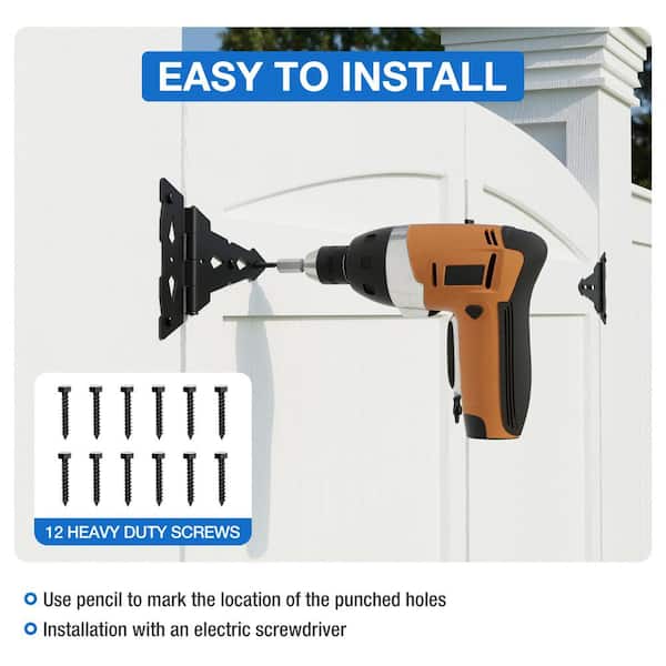 WINSOON 10 in. x 7 in. Heavy-Duty Decorative Tee Hinge Barn Gate Hinge (2-Pack)