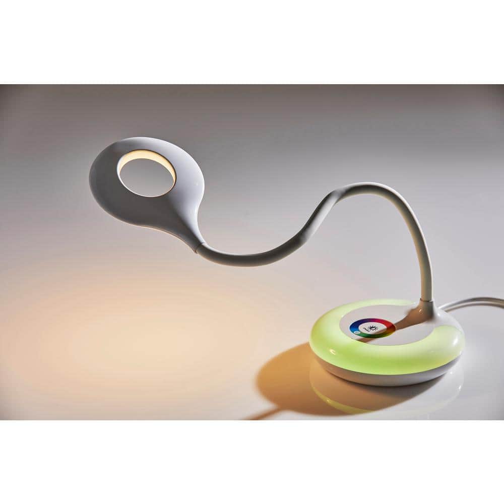 19 in. Glossy White Finish Mia LED Color Changing Desk Lamp