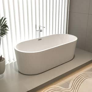 Moray 59 in. x 30 in. Acrylic Flatbottom Freestanding Soaking Non-Whirlpool Bathtub in Glossy White