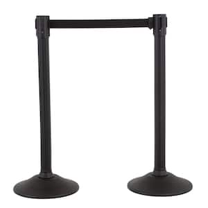 US Weight Sentinel Stanchion with 6.5 ft. Black Retractable Belt (2-Pack)