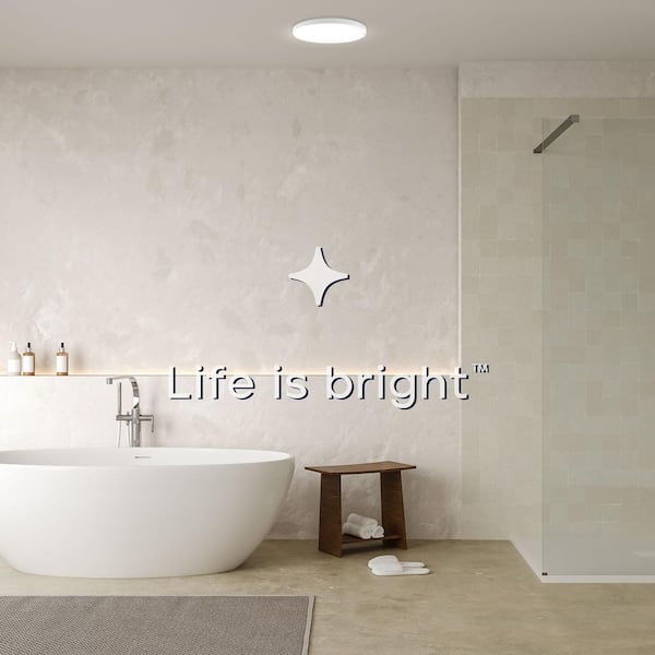 15 In. 1 Light Integrated LED Flush Mount Ceiling Light with Photocell Sensor, 5CCT, 2500LM, 30W, 110º, Wet Rated & ETL