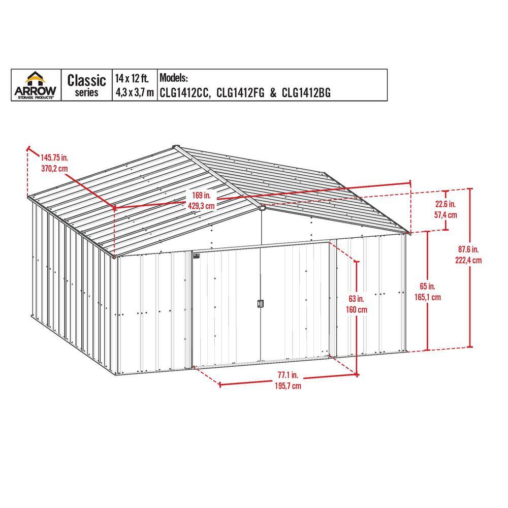 Flute Grey 14 ft x 12 ft Steel Storage Shed