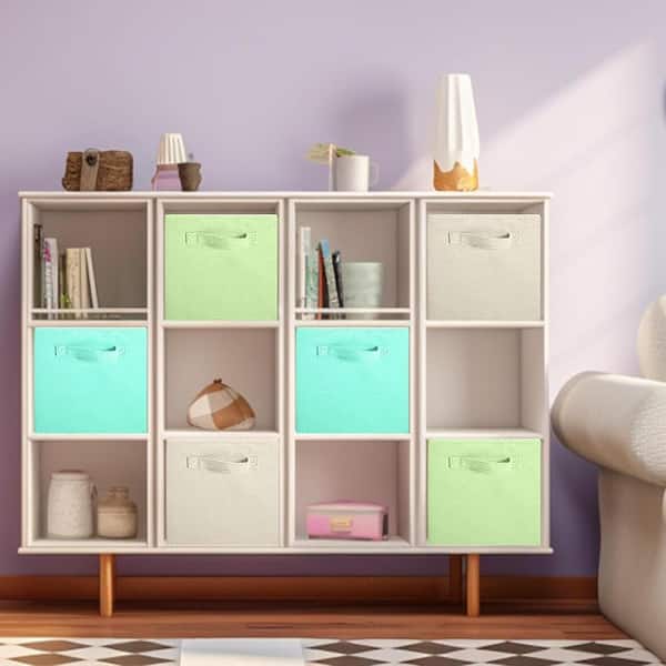 11 in. H x 10.5 in. W x 10.5 in. D Beige+Green+Mint Green Fabric