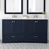 Glacier Bay Lancaster 61 in. Double Sink Deep Blue Bath Vanity with ...
