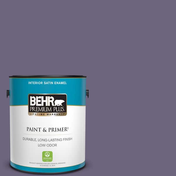 BEHR PREMIUM PLUS 1 gal. #650F-6 Victorian Iris Satin Enamel Low Odor Interior Paint & Primer