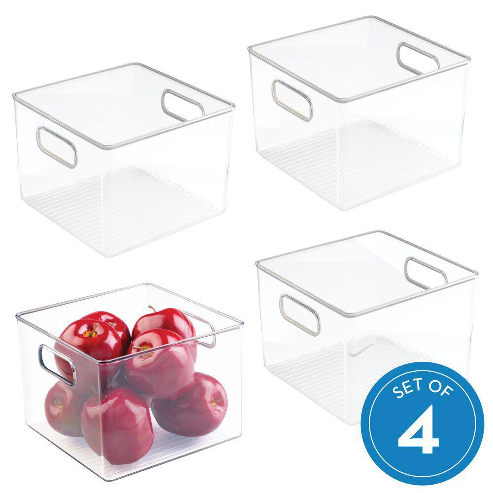 Clear BPA-Free Plastic Storage Bins with Handles, Set of 4