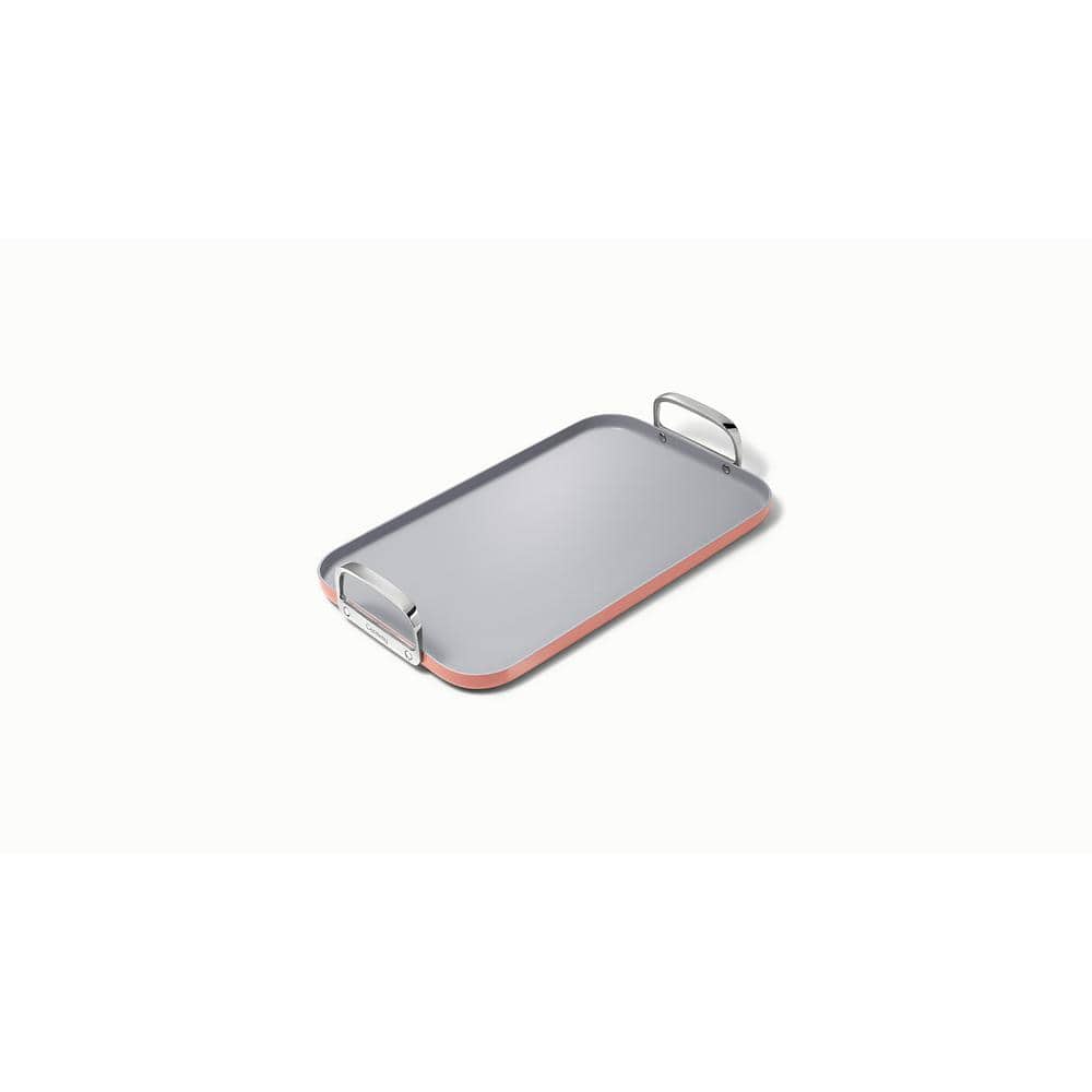 Terracotta Ceramic Nonstick Double Burner Griddle with Stainless Steel Handles