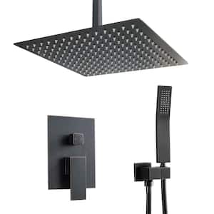 2-Spray Patterns with 1.8 GPM 10 in. Ceiling Mount Dual Shower Heads with Pressure Balance Valve in Oil Rubbed Bronze