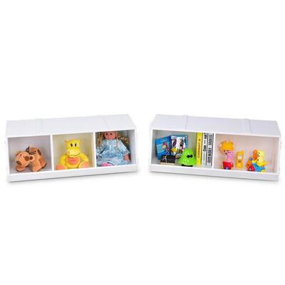 White Kids Flexible Stackable Toy Box Organizer Storage Cabinet
