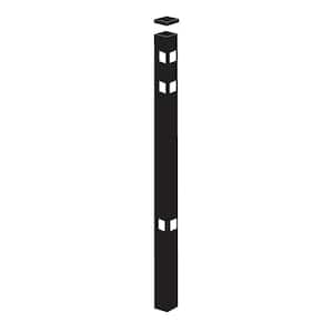 2 in. x 2 in. x 7-1/3 ft. Black Standard-Duty Aluminum Fence Corner Post