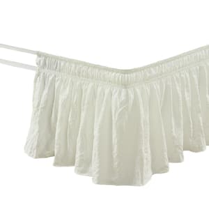 Ruched Ruffle Elastic Easy Wrap Around Bedskirt Ivory Single Twin/Twin-XL/Full