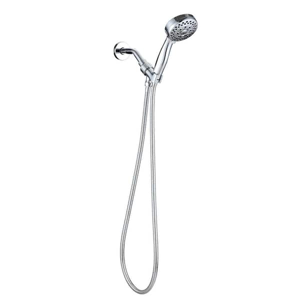 PERLIRIA INC 6-Spray Wall Mount Handheld Shower Head, Multi-Functional Hand Shower with Shower Hose 2.5 GPM in Chrome Color