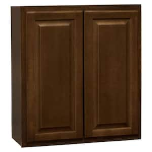 Hampton 27 in. W x 12 in. D x 30 in. H Assembled Wall Kitchen Cabinet in Cognac