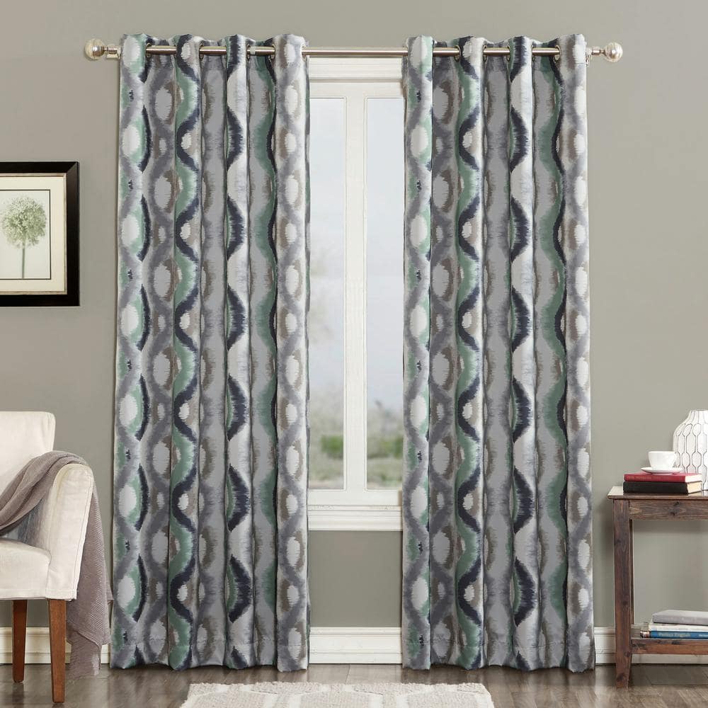 Cortez Watercolor Ogee Linen Polyester 54 in. W x 84 in. L Grommet Room Darkening Curtain (Single Panel) price history on PriceWatchPro