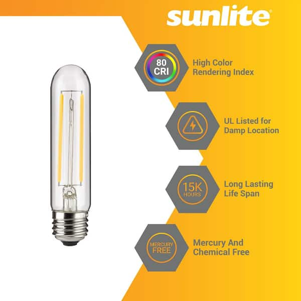 LUXRITE 60-Watt, 5-Watt Equivalent T10 Dimmable Edison LED Light Bulbs UL  Listed 2700K Warm White (3-Pack) LR21626-3PK - The Home Depot